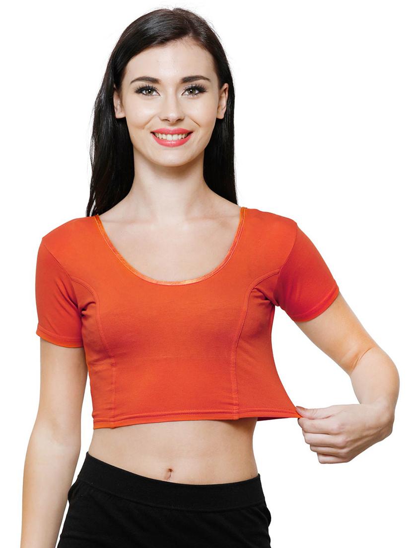 orange cotton blend regular blouse - 19682084 - Standard Image - 2