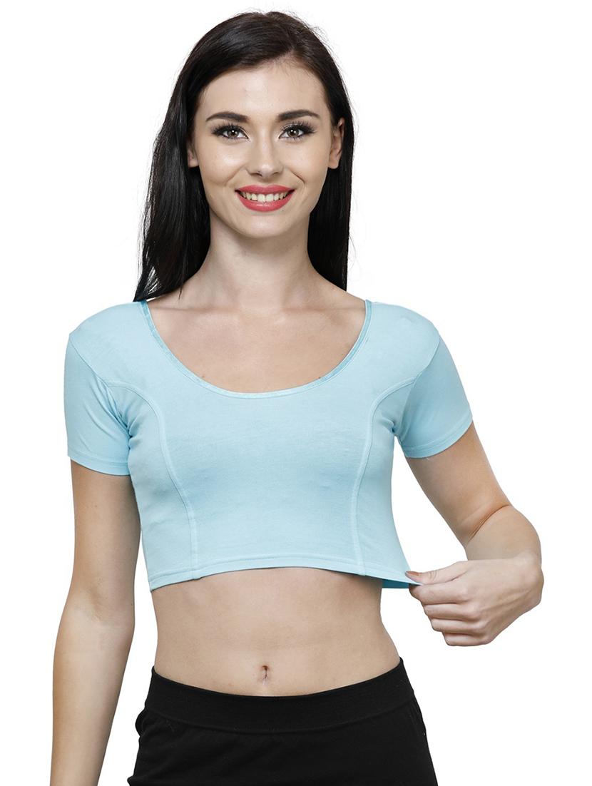 blue cotton blend regular blouse - 19682086 - Standard Image - 2