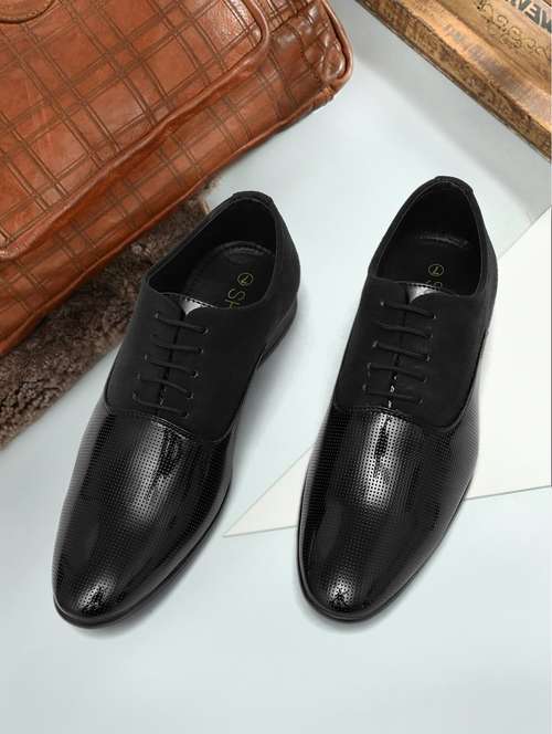 black lace-up oxford formal shoes