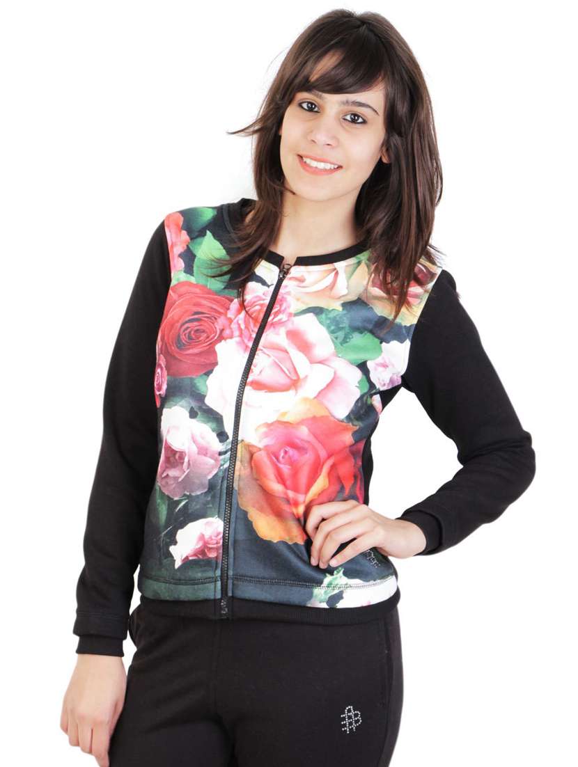 long sleeved floral print regular jacket