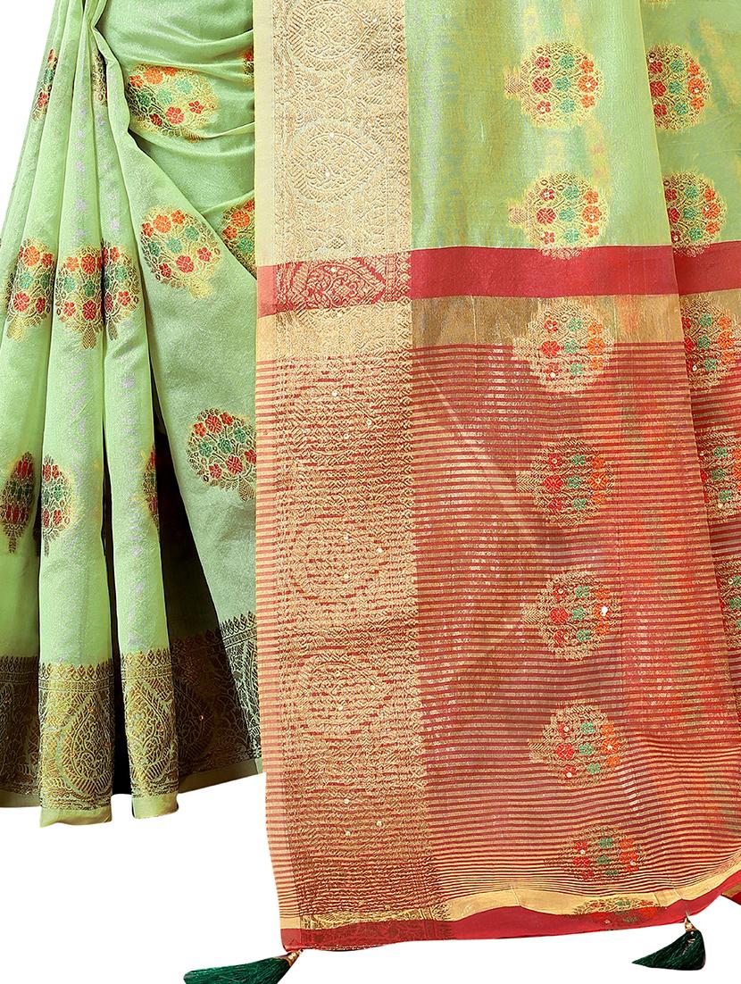 ethnic motifs woven saree with blouse - 19682400 - Standard Image - 2