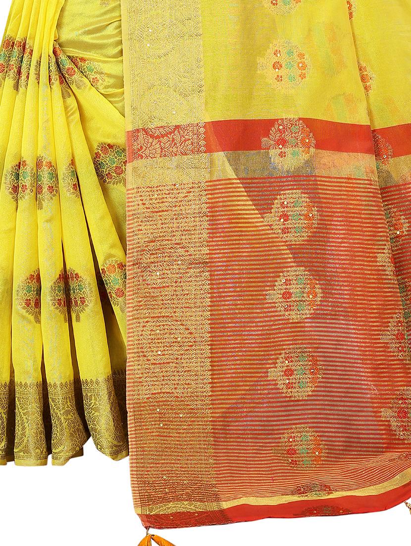 women's self design yellow colored saree - 19682403 - Standard Image - 2