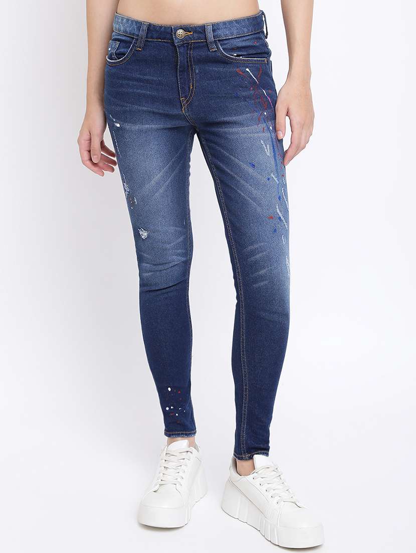 women's distress skinny fit jeans
