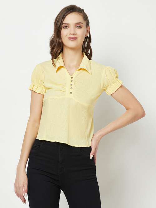 women's crop collared top - 19684914 -  Standard Image - 0