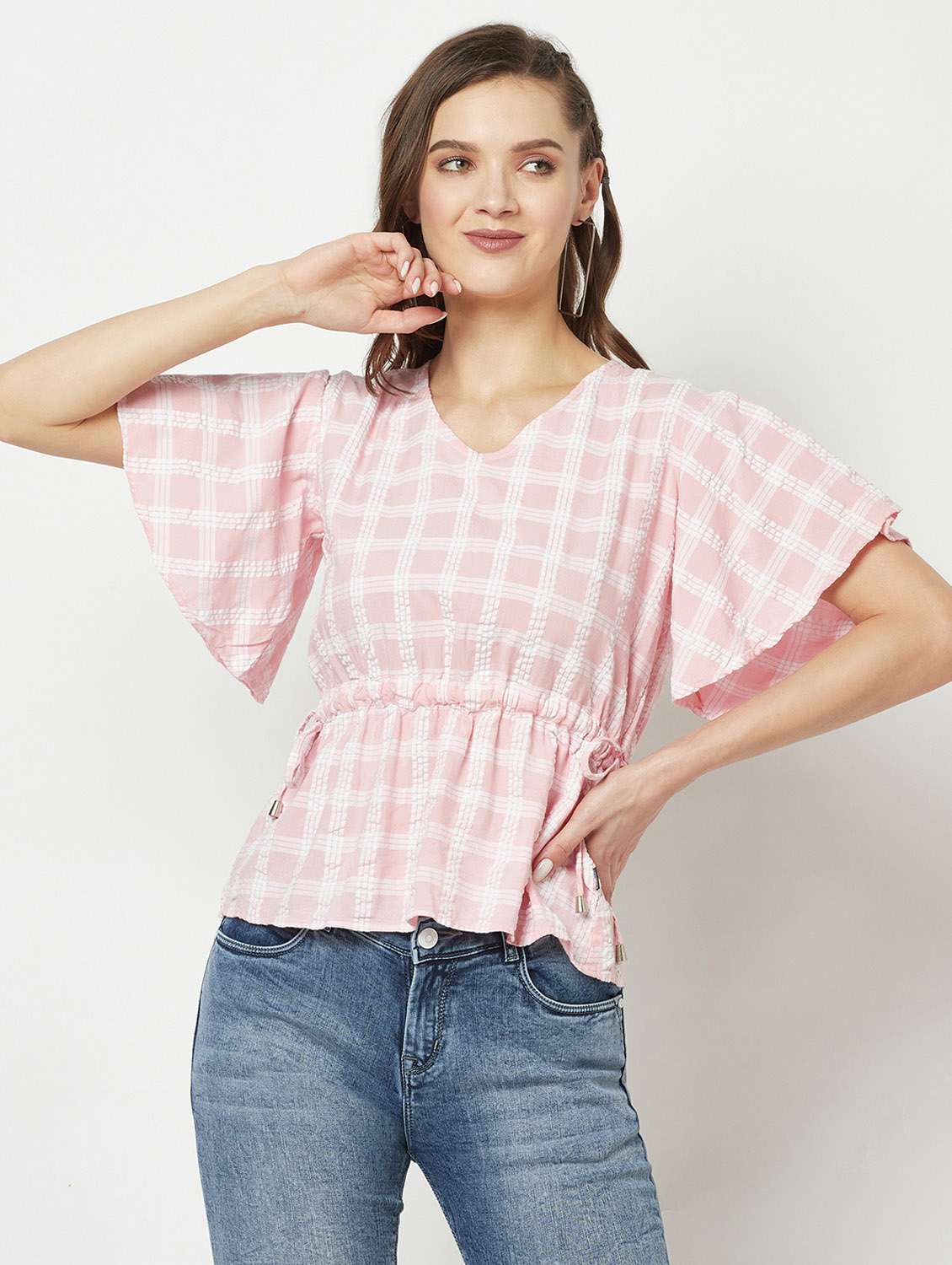 women's peplum v neck top
