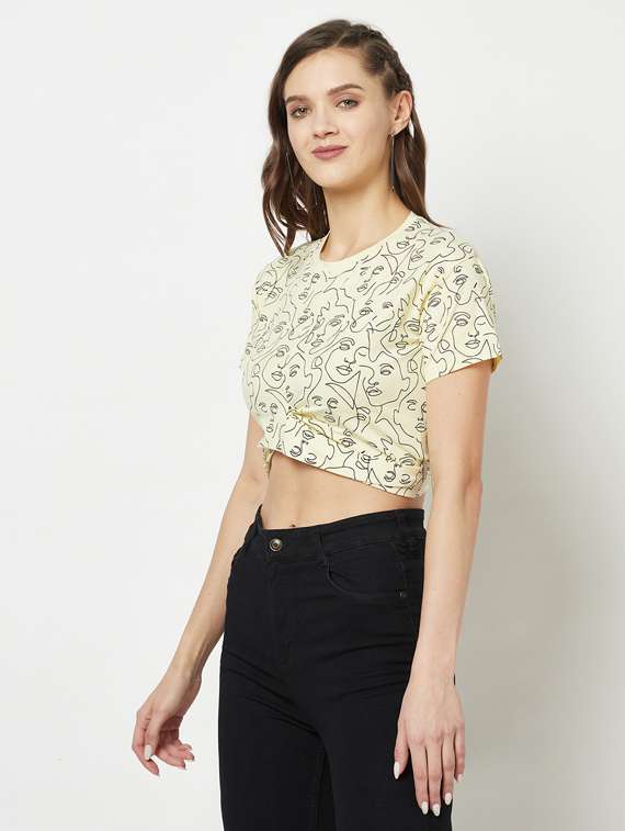 women's crop round neck top - 19684920 - Standard Image - 2