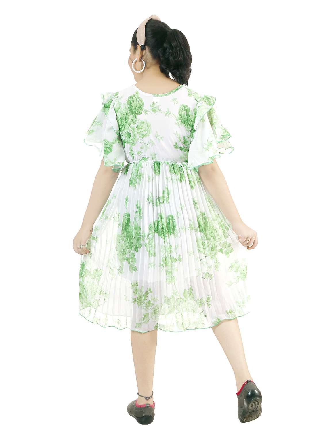 girls round neck flared sleeve frock - 19685610 -  Standard Image - 2