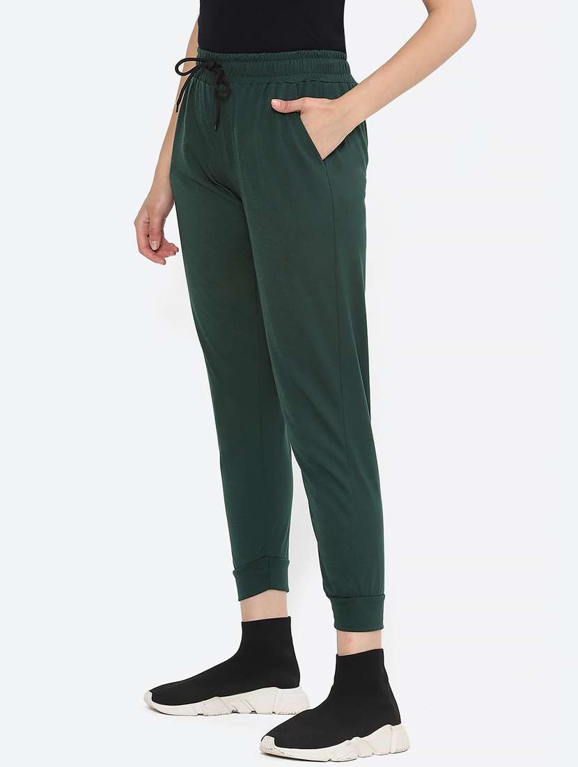 bottle green solid mid rise jogger - 19686682 -  Standard Image - 2