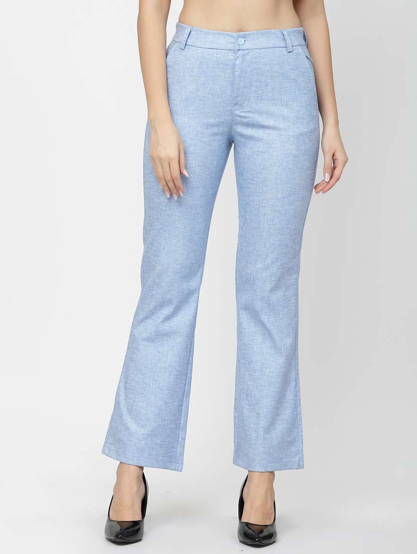 blue linen bootcut