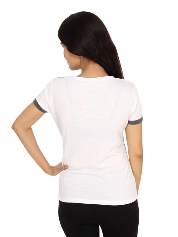 women's front print round neck t-shirt - 19689123 - Standard Image - 2