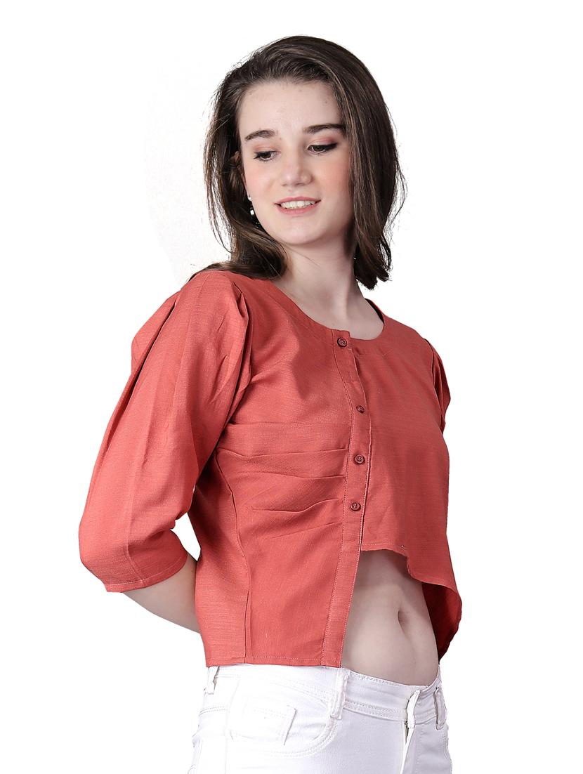 women's crop round neck top - 19690335 - Standard Image - 2