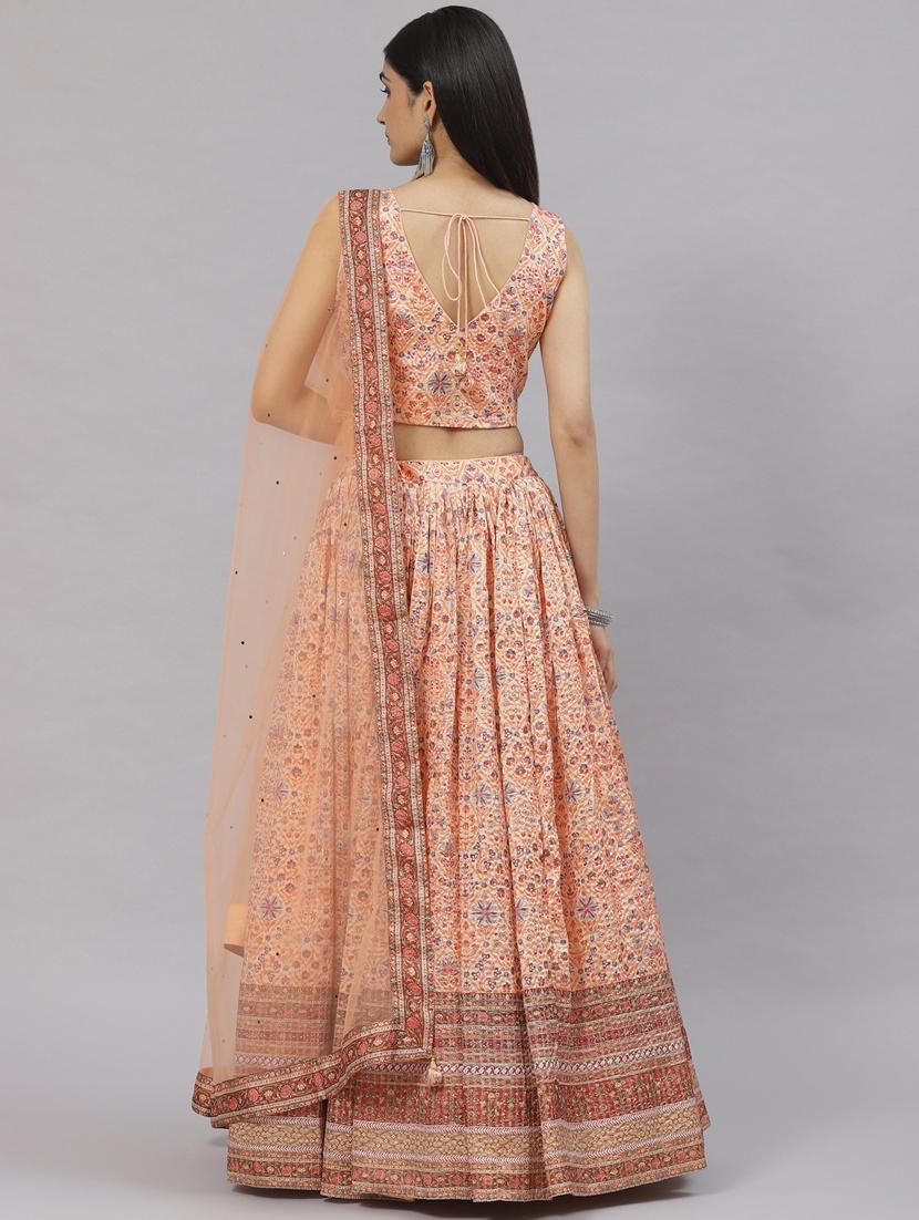 orange embroidered flared stitched lehenga - 19690890 - Standard Image - 2