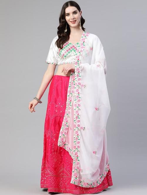 multi colored embroidered flared semi-stitched lehenga - 19690897 - Standard Image - 0