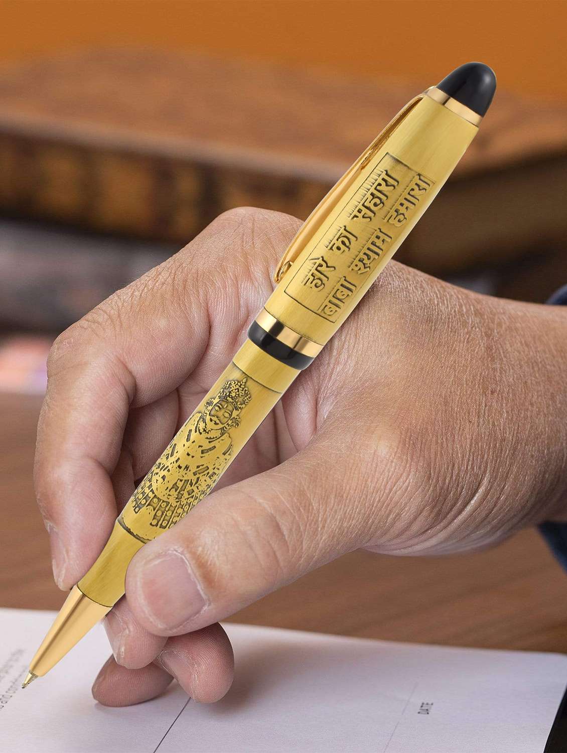 brass goldplated thick heavy khatu shyam ball pen hindu stationary home décor - 19691176 -  Standard Image - 2