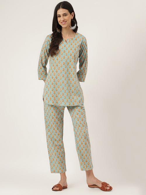 floral print notch neck pyjama set  - 19691390 -  Standard Image - 0