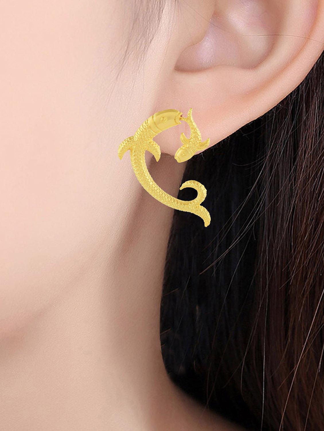 women gold plated earring - 19691422 - Standard Image - 2