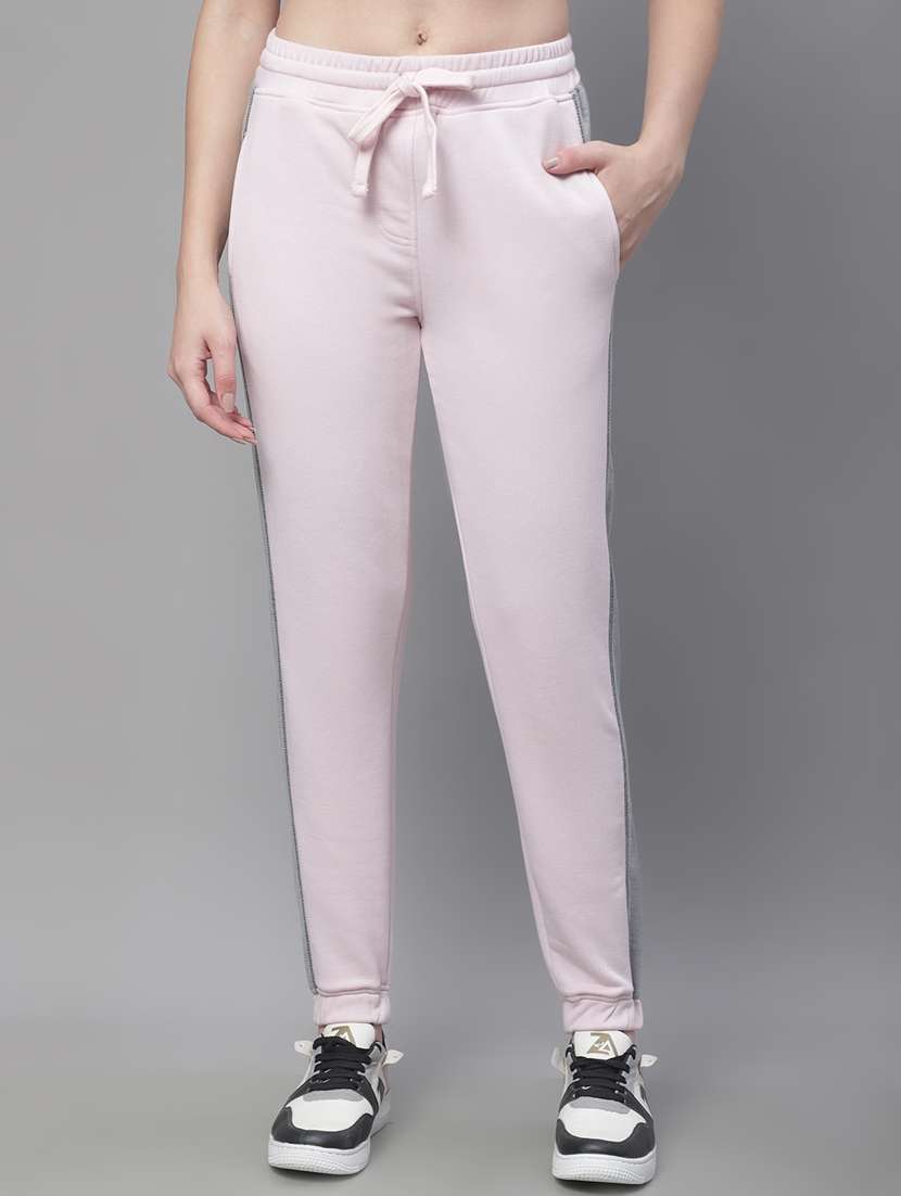 pink cotton blend track pants