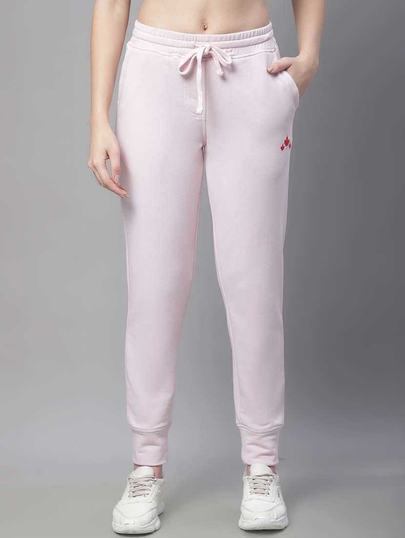 pink cotton blend track pants