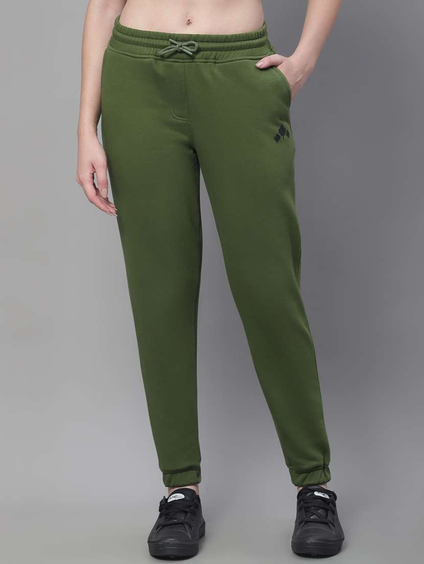 green cotton blend track pants