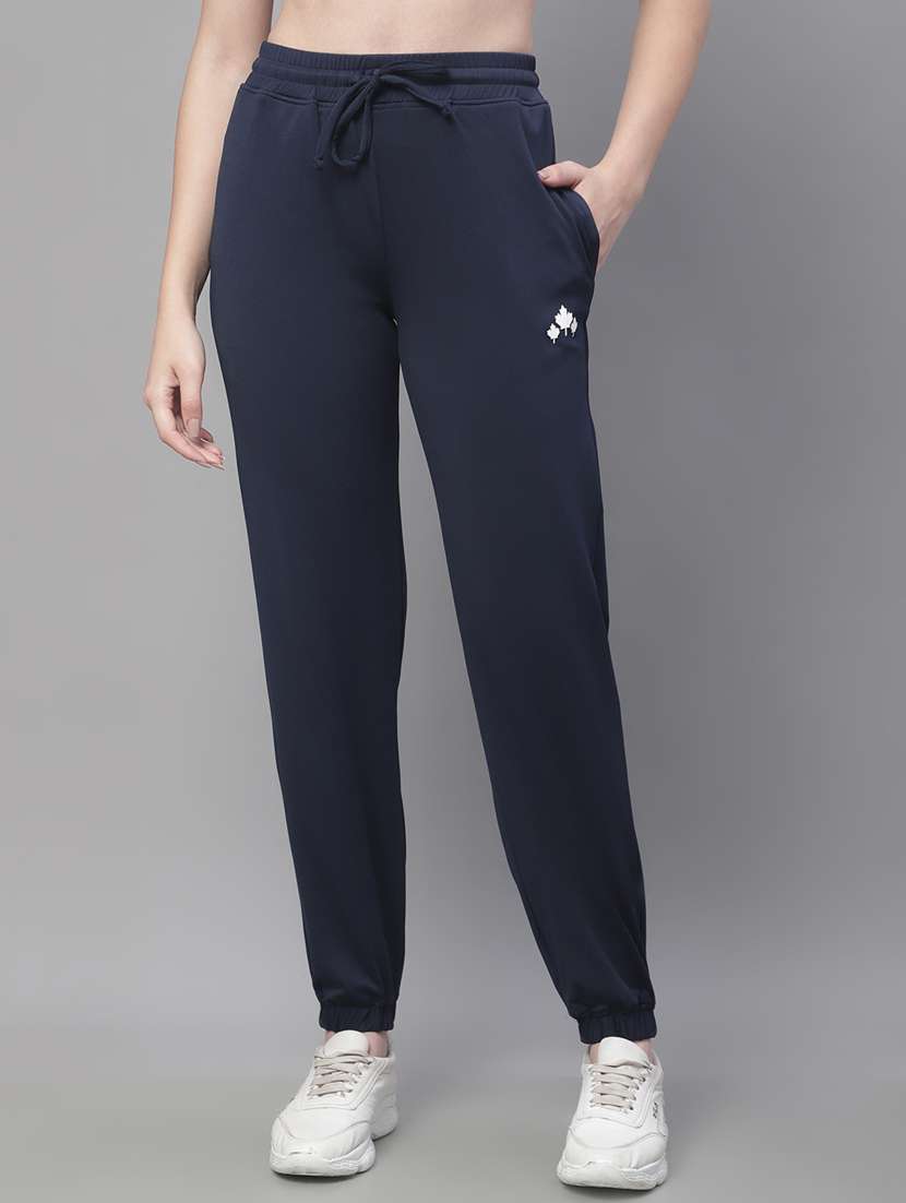 dark blue cotton blend track pants