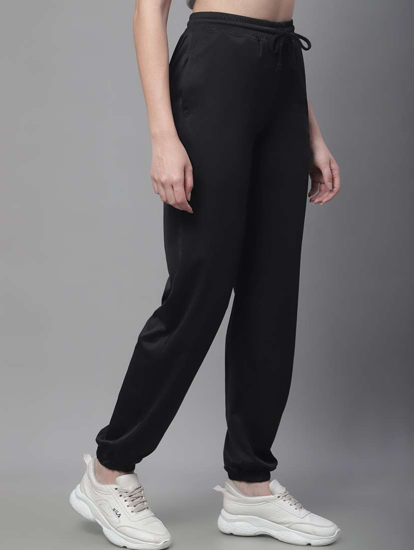 black cotton blend track pants - 19691542 -  Standard Image - 2