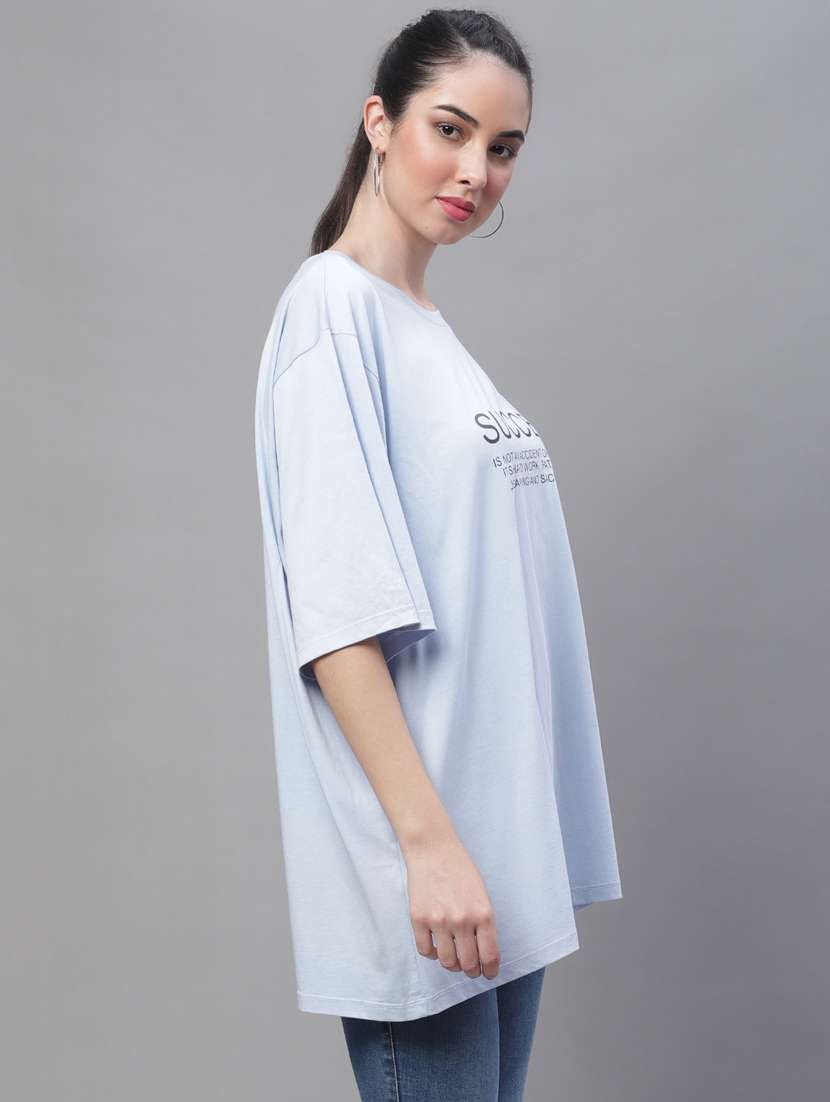 women's chest print round neck t-shirt - 19691637 -  Standard Image - 2