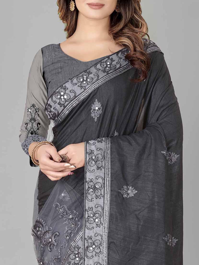 multi colored self design embroidered saree with blouse - 19693187 - Standard Image - 2