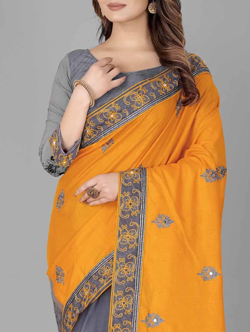 multi colored self design embroidered saree with blouse - 19693189 - Standard Image - 2