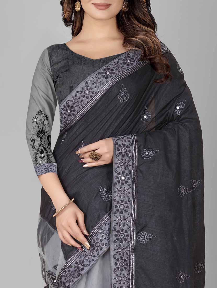 multi colored self design embroidered saree with blouse - 19693190 - Standard Image - 2