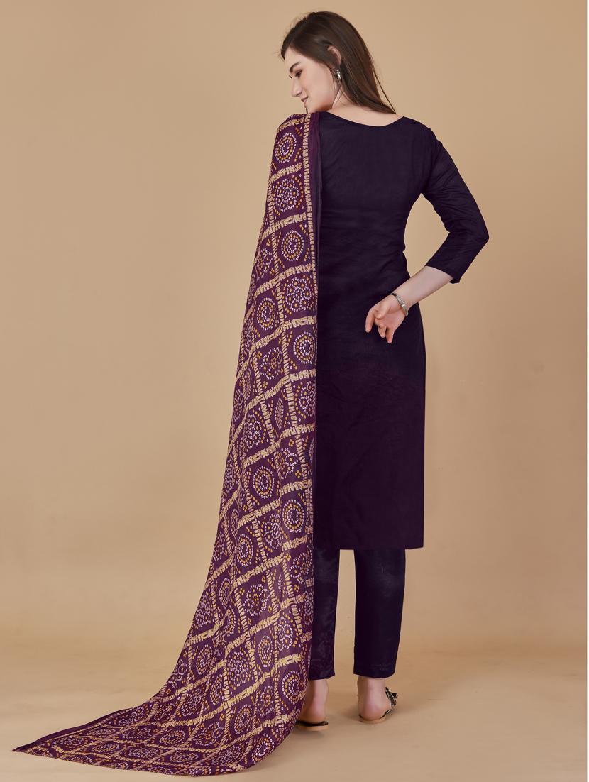 purple printed straight pant unstitched suit - 19693599 - Standard Image - 2