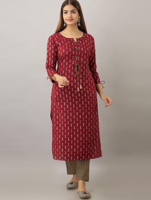 women notch neck printed straight kurta  - 19693674 -  Standard Image - 0