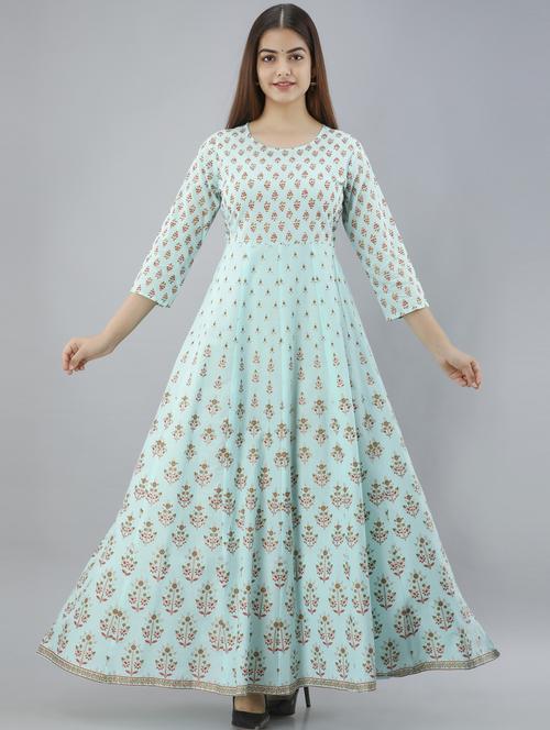 women round neck printed flared kurta  - 19693720 -  Standard Image - 0