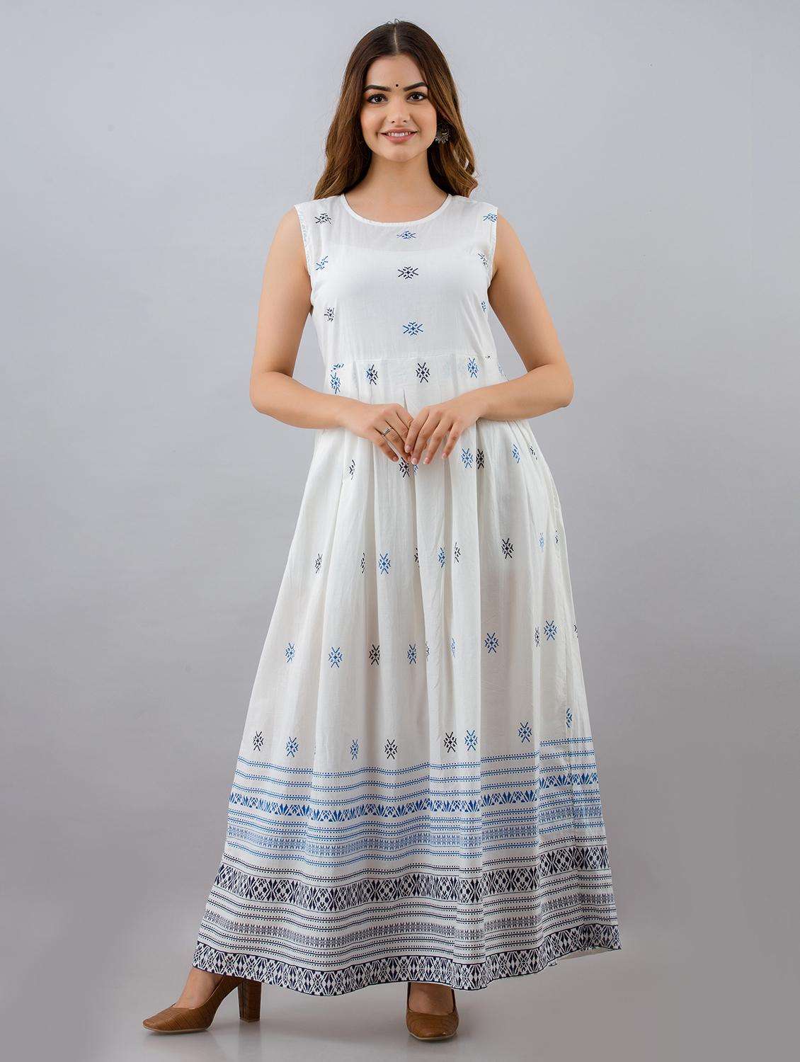 women boat neck printed flared kurta with jacket - 19693721 -  Standard Image - 2