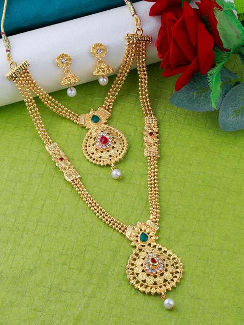 gold brass necklaces and earring - 19693765 -  Standard Image - 0