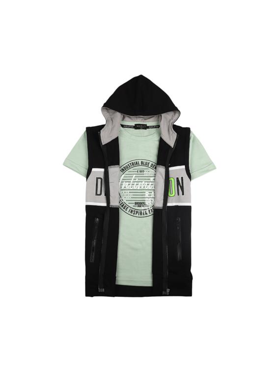 multi colored printed hooded t-shirt