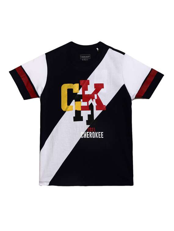 multi colored printed round neck t-shirt