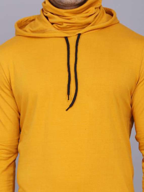 cotton solid hooded t-shirt - 19694452 - Standard Image - 2