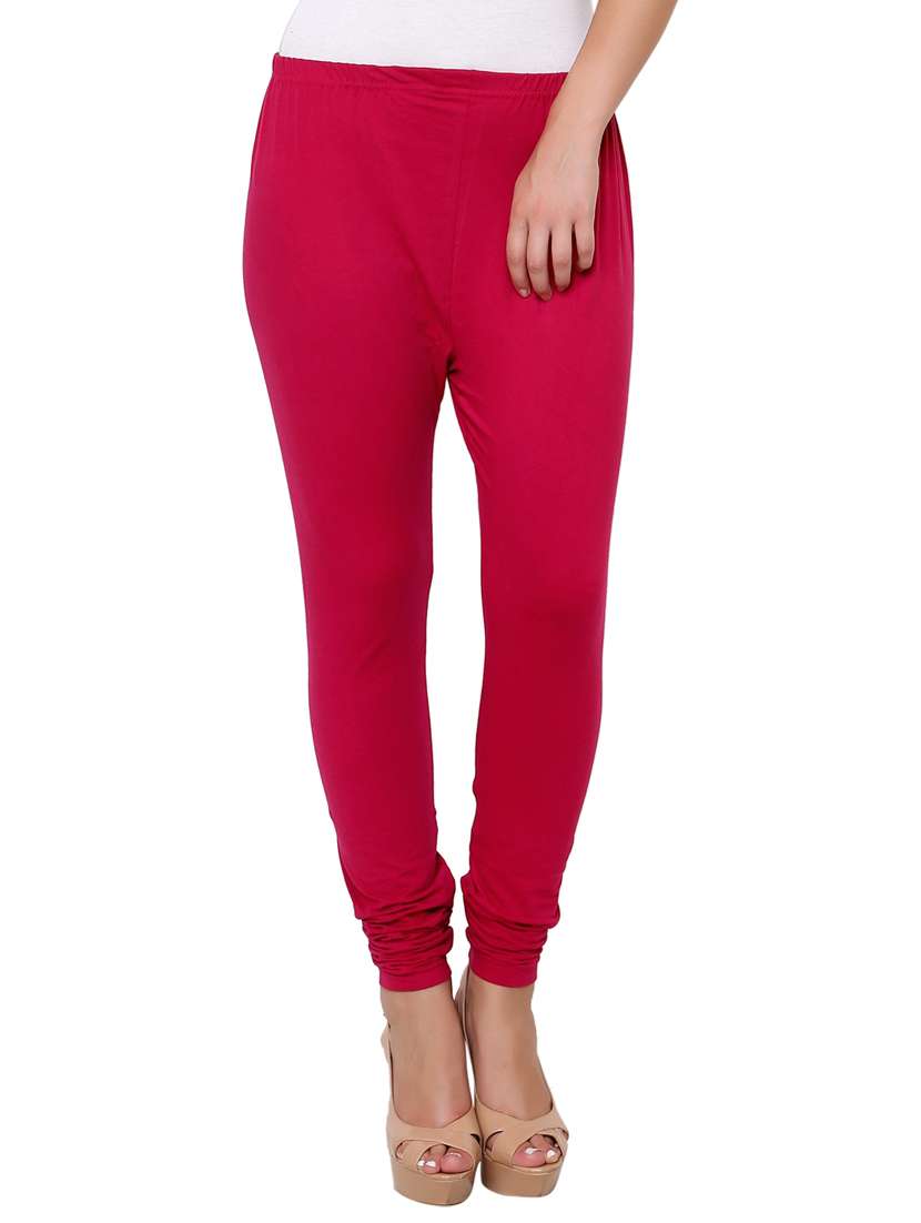pink cotton blend leggings