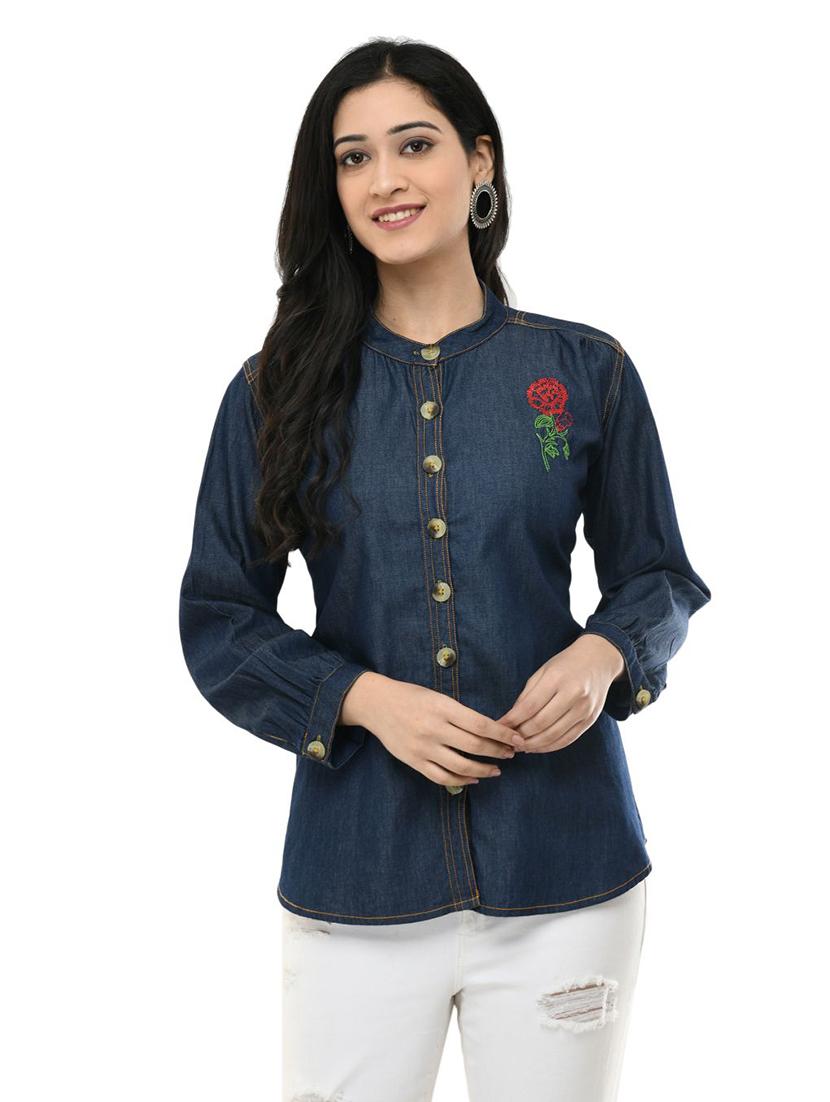 women's straight mandarin neck top - 19695343 -  Zoom Image - 0