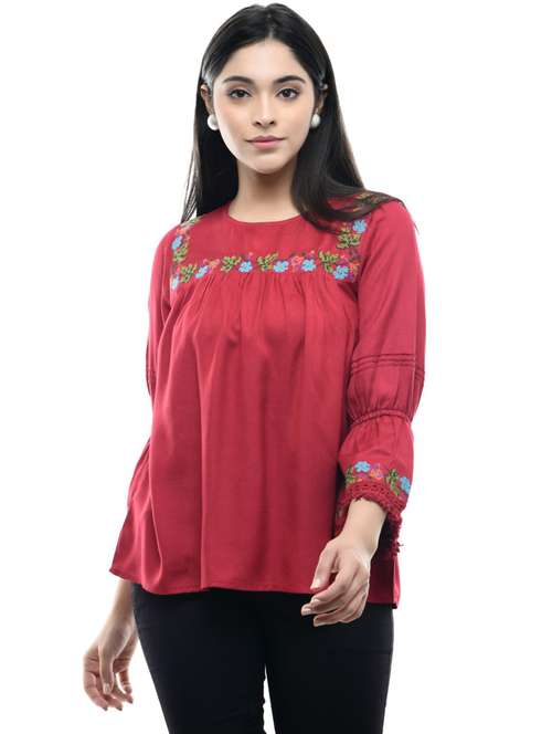 women's a line round neck top - 19695353 -  Standard Image - 0