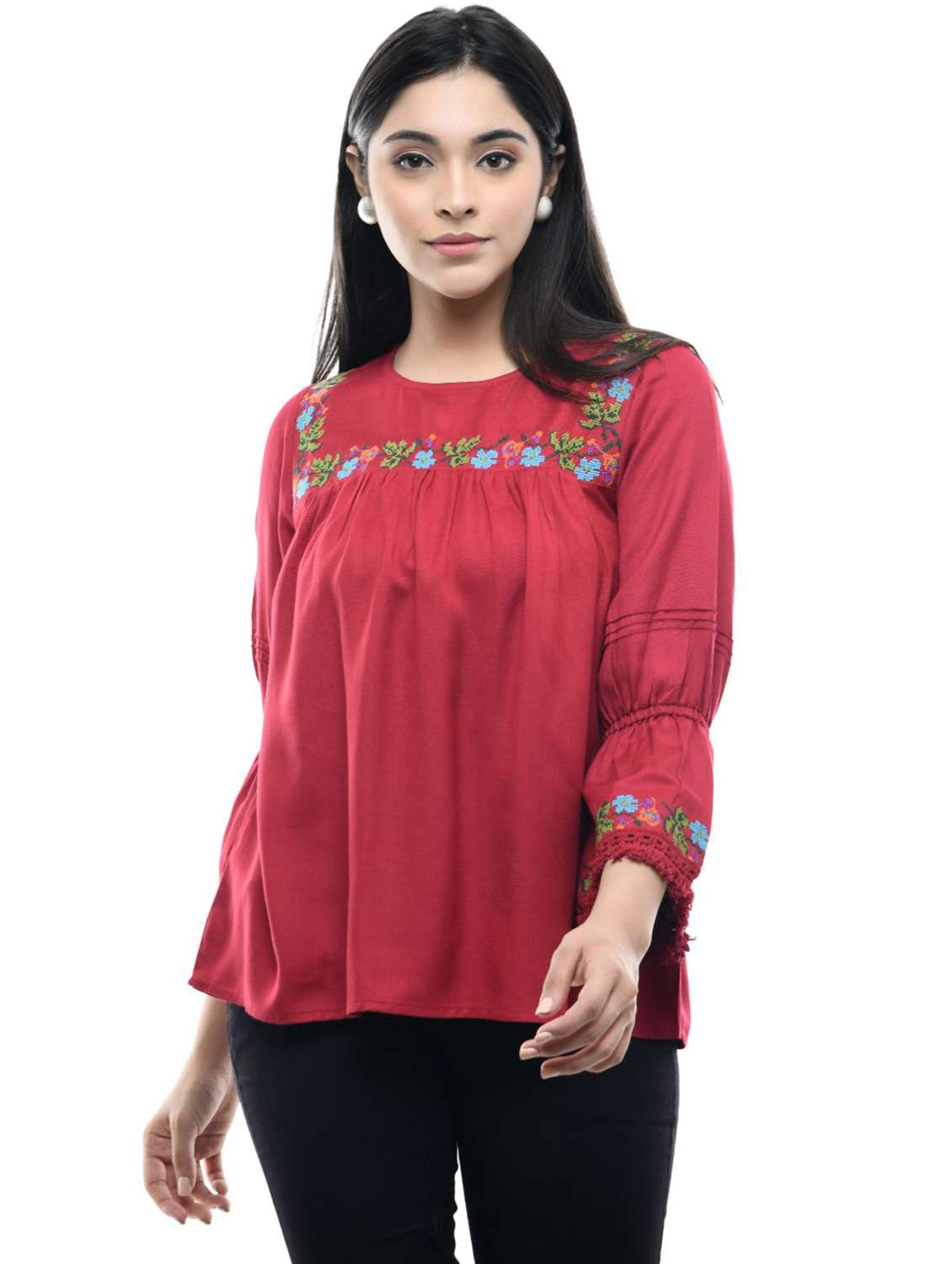 women's a line round neck top - 19695353 -  Zoom Image - 0