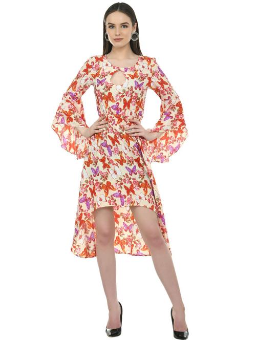 women's asymmetric floral dress - 19695606 - Standard Image - 0