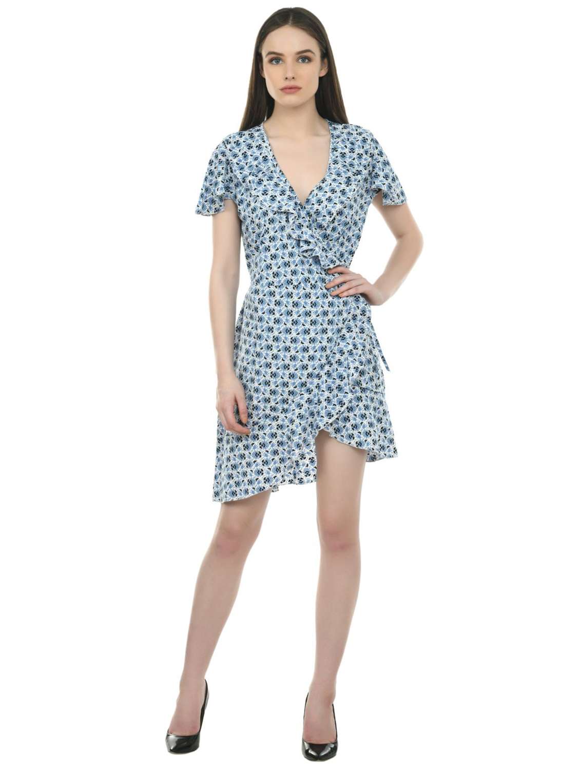 women's ruffle checks dress