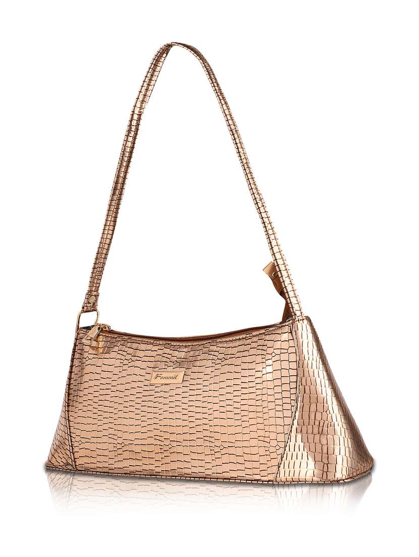 gold leatherette (pu) handbag