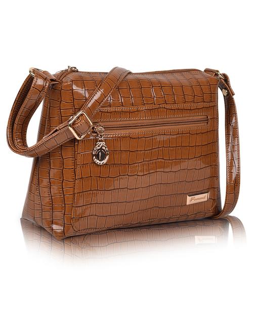 tan leatherette (pu) sling bag - 19695709 -  Standard Image - 0