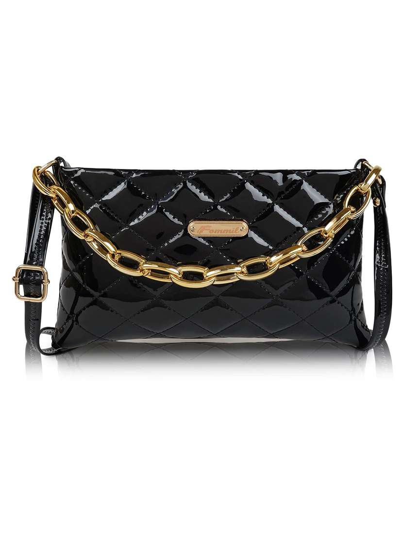 black leatherette (pu) sling bag