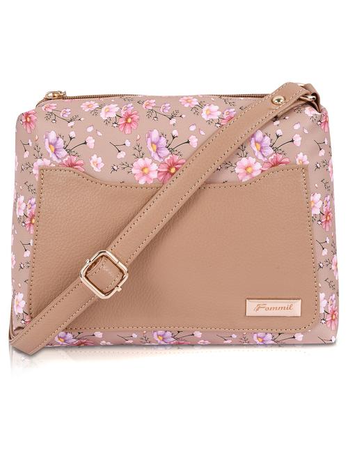beige leatherette (pu) sling bag - 19695768 - Standard Image - 0