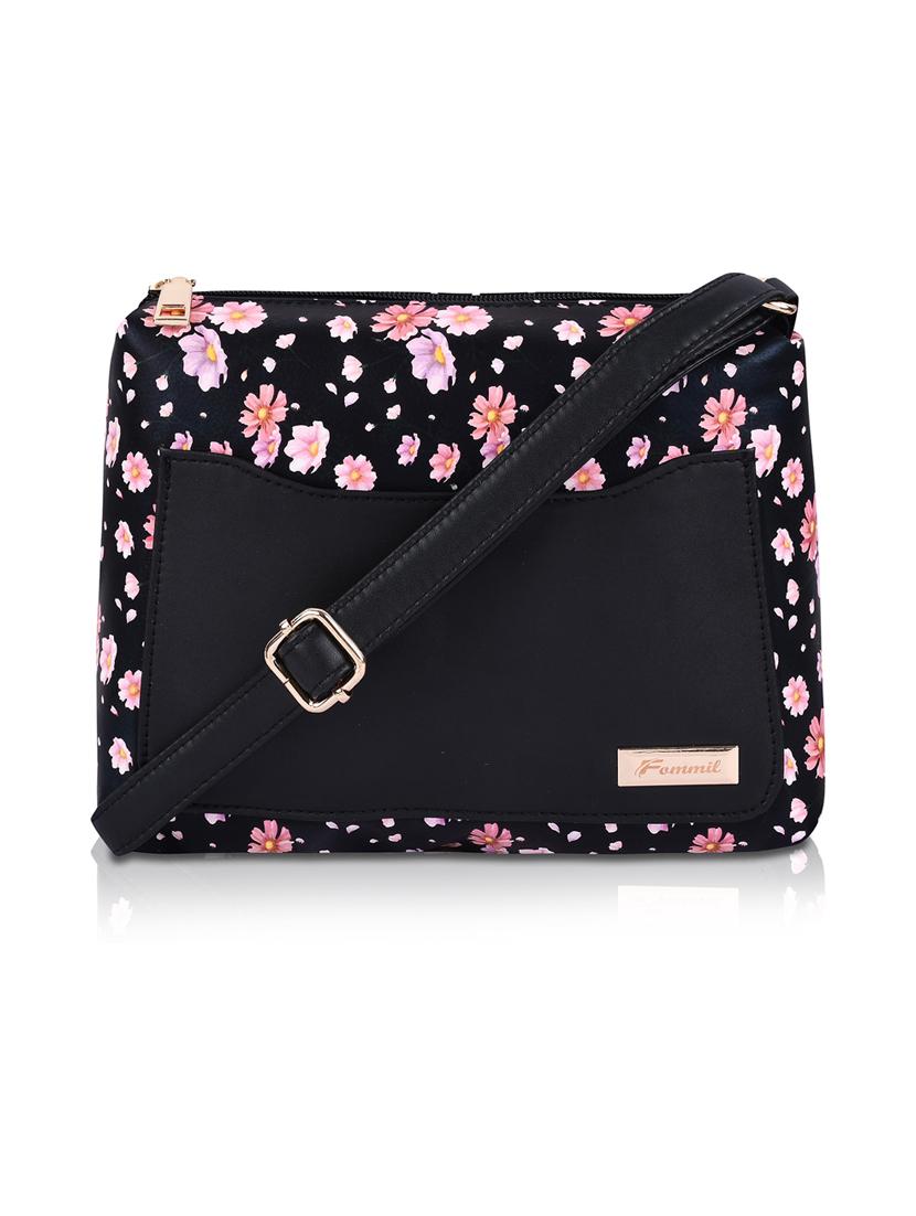 black leatherette (pu) sling bag - 19695769 -  Zoom Image - 0
