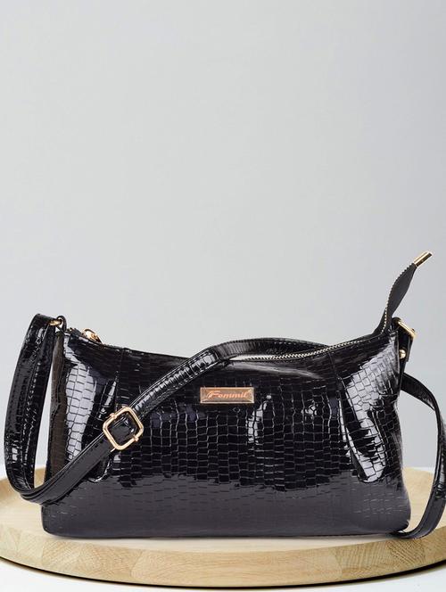 black leatherette (pu) sling bag - 19695800 - Standard Image - 0