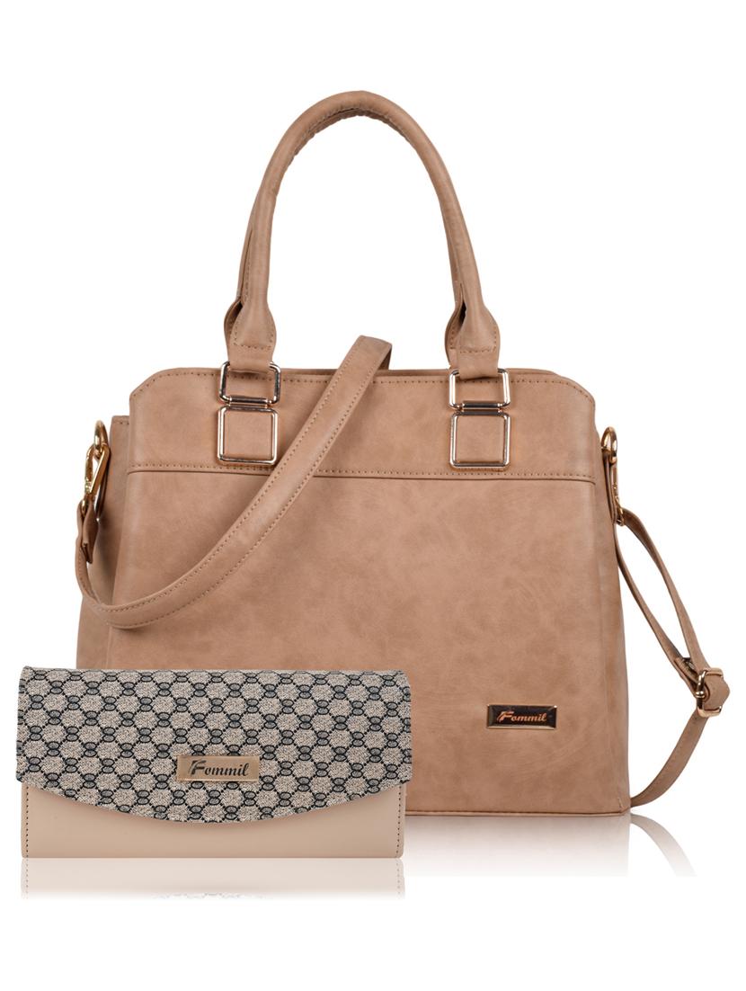 beige leatherette (pu) handbag - 19695834 - Zoom Image - 0
